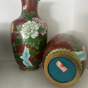 1 cloisonne vases…chrysanthemums flowers and birds